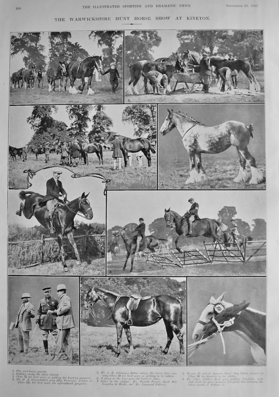 A Warwickshire Hunt Horse Show at Kineton.  1915.