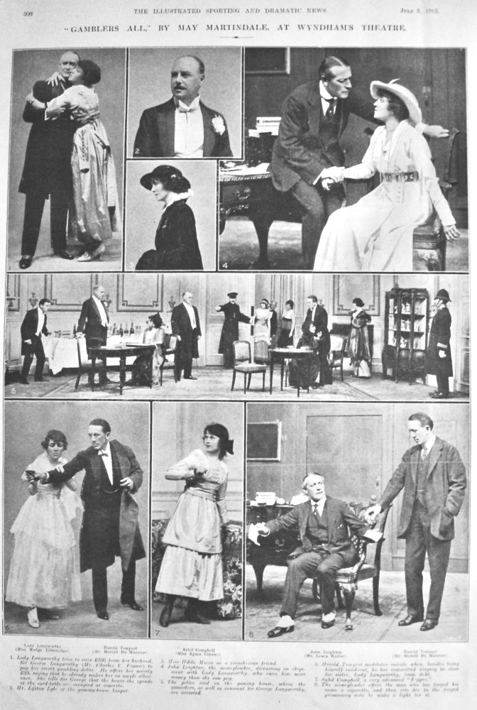 "Gamblers All." by May Martindale, at Wyndham's Theatre.  1915.