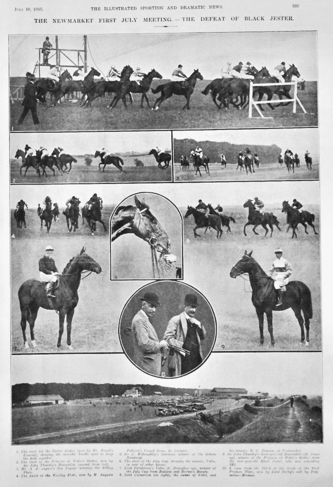 The Newmarket First July Meeting.- The Defeat of Black Jester.  1915.