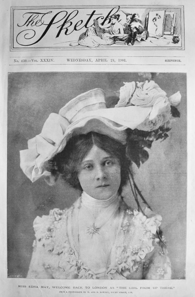 Miss Edna May, Welcome Back to London as "The Girl From Up There."  1901.