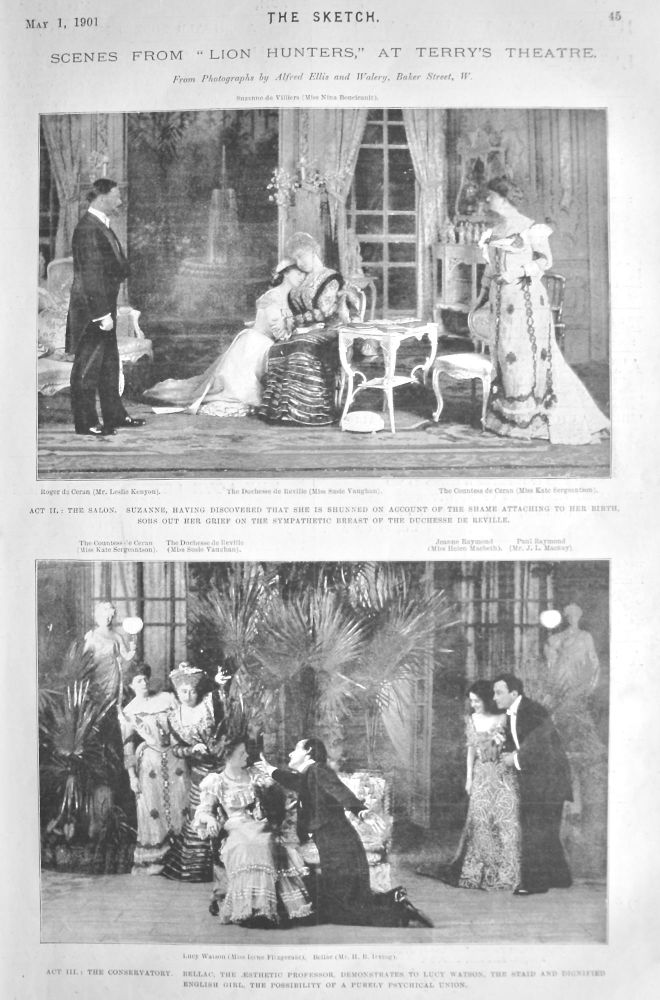 Scenes from "Lion Hunters," at Terry's Theatre. 1901.