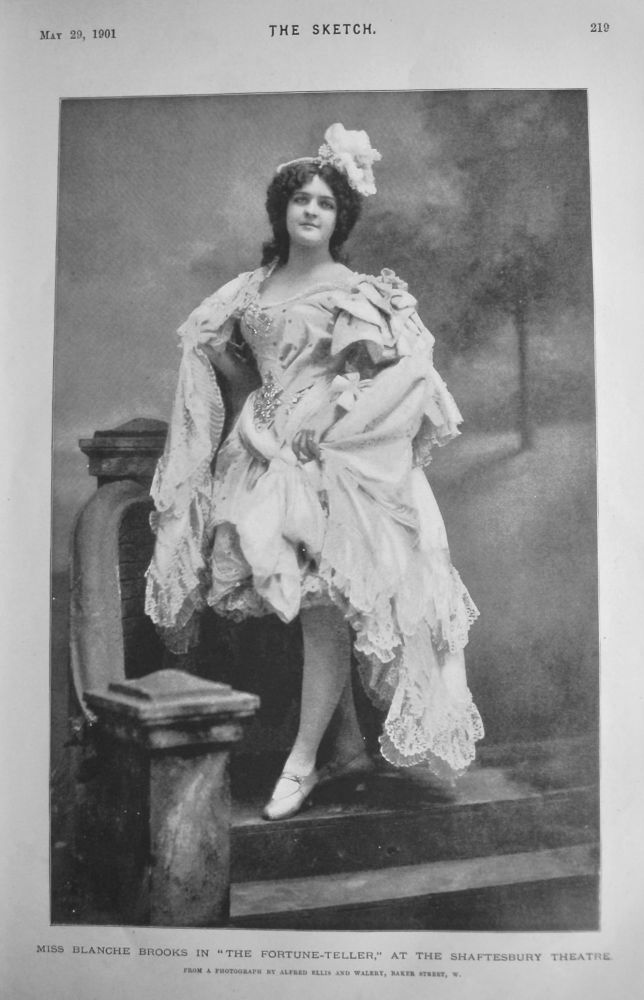 Miss Blanche Brooks in "The Fortune-Teller," at the Shaftesbury Theatre.  1901.