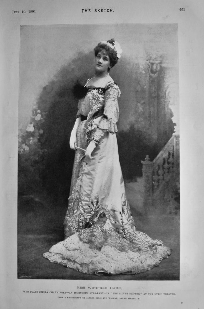 Miss Winifred Hare, who Plays Stella Charmingly- an Ingenuous Star-Part in "The Silver Slipper," at the Lyric Theatre. 1901.