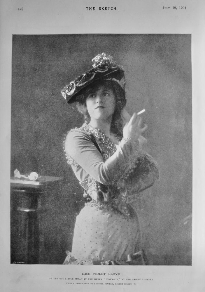 Miss Violet Lloyd, as the Sly little Susan in the Merry "Toreador," at the Gaiety Theatre. 1901.