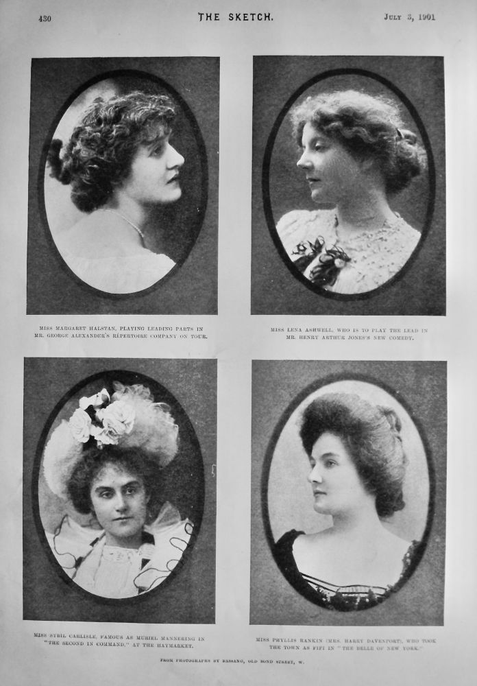 Miss Margaret Halstan.,  Miss Lena Ashwell.,  Miss Sybil Carlisle.,  Miss Phyllis Rankin.   July 1901.