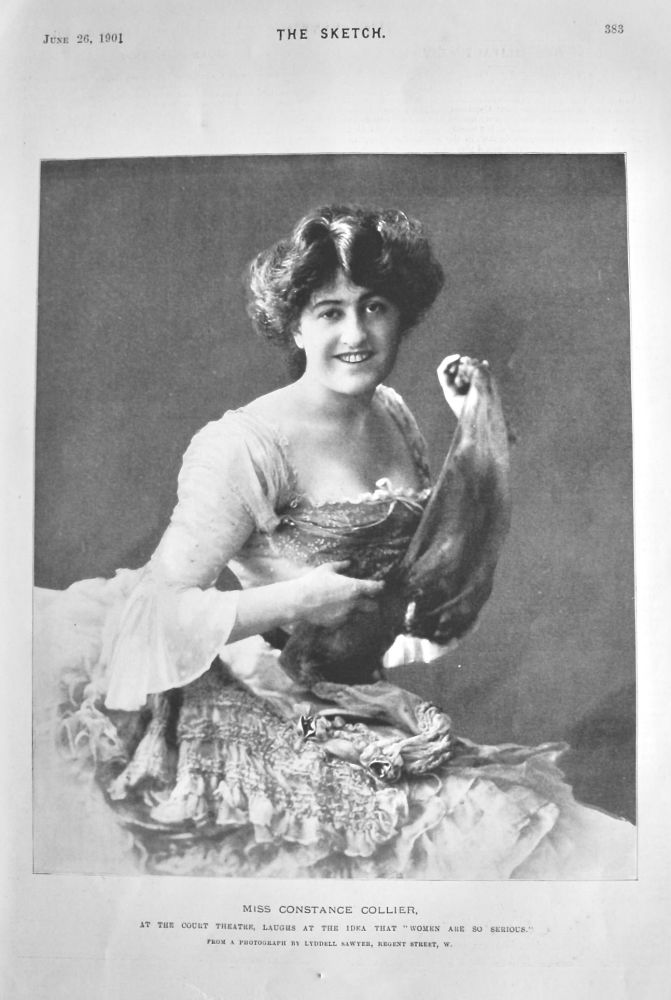 Miss Constance Collier, at the Court Theatre, Laughs at the Idea that "Women are so Serious."  1901.