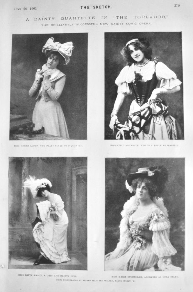 A Dainty Quartette in "The Toreador," the Brilliantly New Gaiety Comic Opera.  1901.