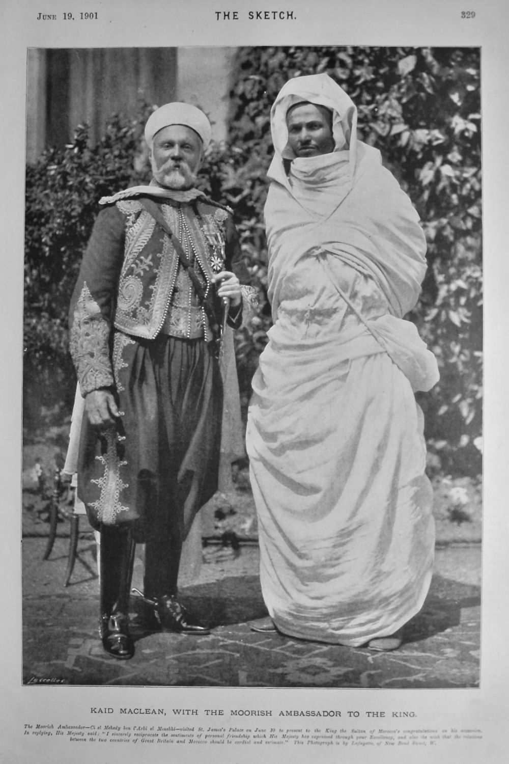 Kaid Maclean with the Moorish Ambassador to the King.  1901.