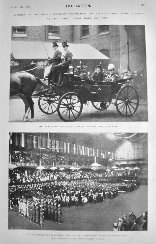 Opening of the Royal Military Tournament by Field-Marshal Earl Roberts at the Agricultural Hall, Islington. 1901.