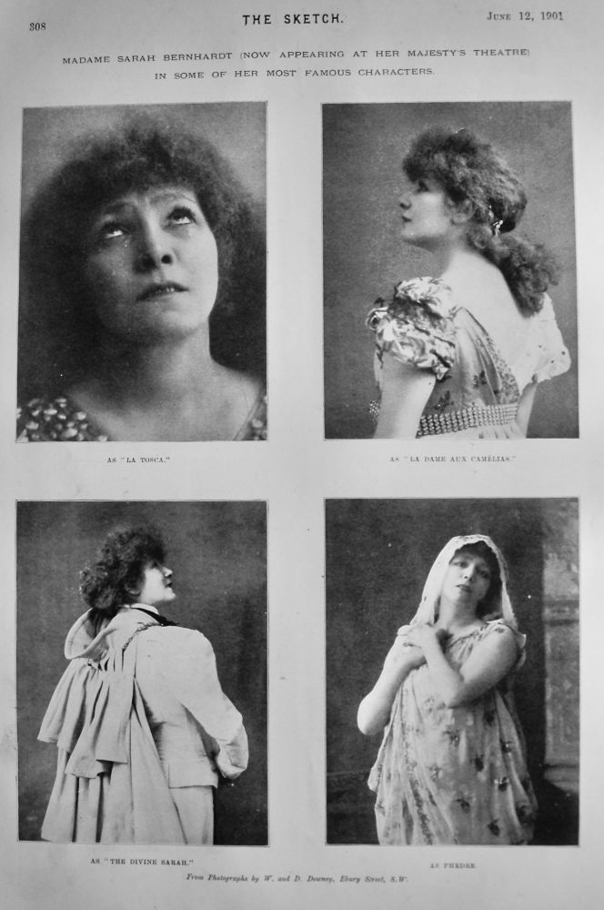 Madame Sarah Bernhardt (Now appearing at Her Majesty's Theatre) in some of her most famous Characters.  1901.
