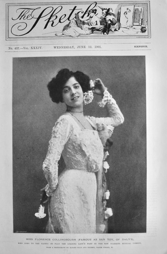Miss Florence Collingbourn (Famous as San Toy. of Daly's),  who goes to the Gaiety to Play the Leading Lady's Part in the New Biarritz Musical Comedy.