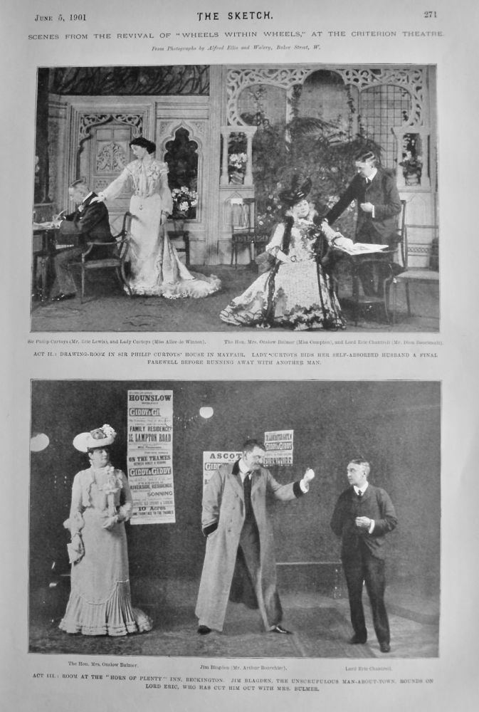 Scenes from the Revival of "Wheels within Wheels," at the Criterion Theatre.  1901.