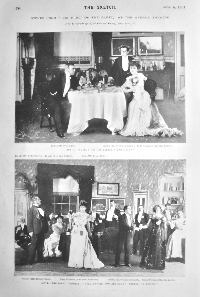 Scenes from "The Night of the Party," at the Avenue Theatre.  1901.