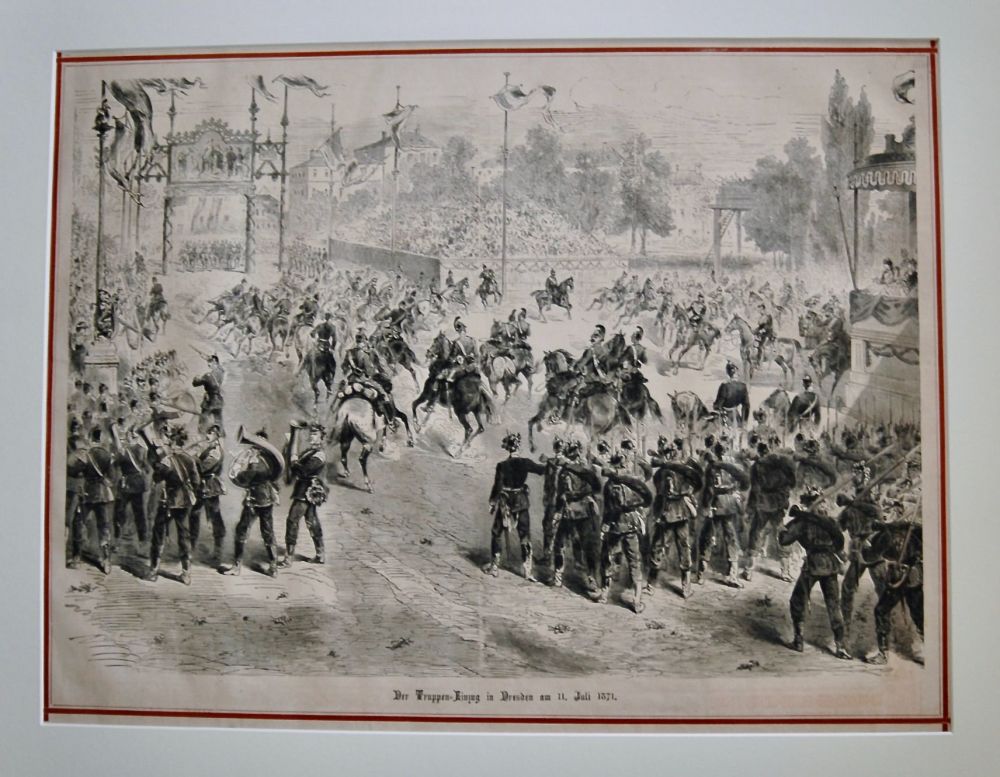 Def Truppen-Eining in Dresden am 11th, Juli 1871.