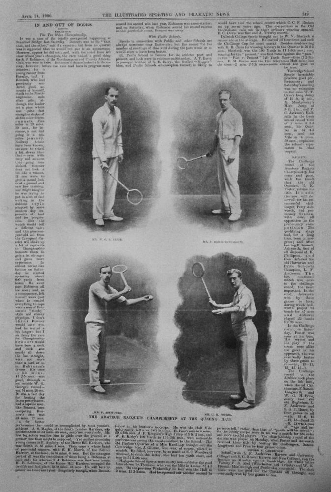 The Amateur Racquets Championship at the Queen's Club.  1900.