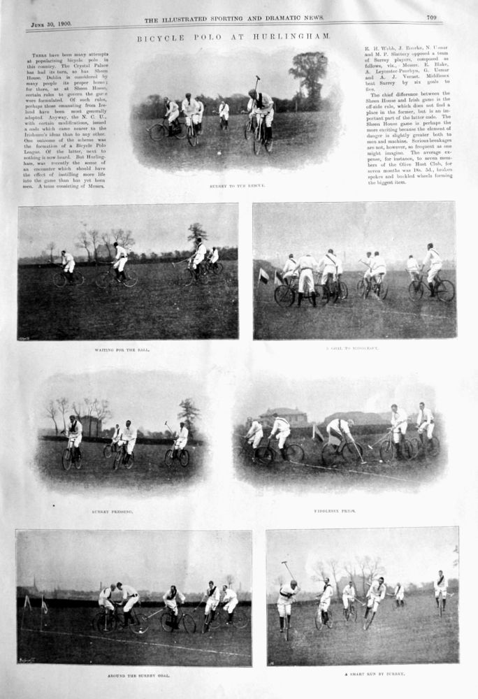 Bicycle Polo at Hurlingham. 1900.