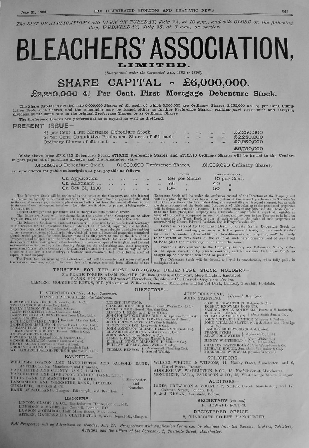 Bleachers' Association Limited. (Raising of Share Capital).  1900.