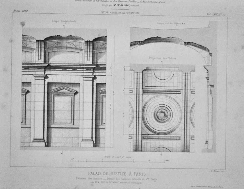 Palais de Justice, a Paris, Batiment des Assises__Details des Galeries  Laterals du 1st.,1 er  Etage.
