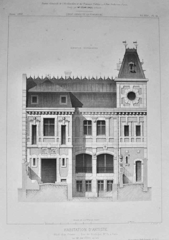 Habitation  D'Artiste, Hotel d'un Peintre __ Rue de Boulogne, No. 32, a Paris.  1868.