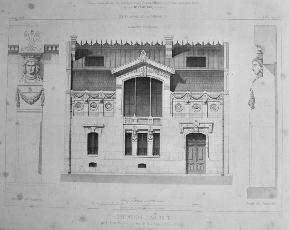 Habitation D'Artiste. (Elevation Principale)  1868.