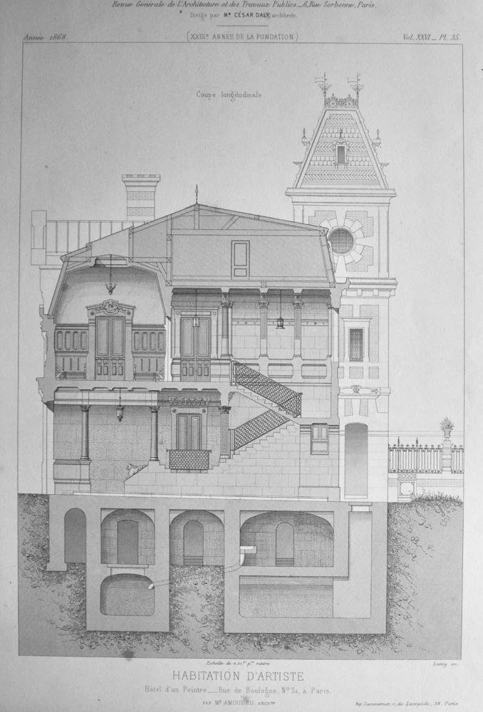 Habitation D'Artiste, Hotel d'un Peintre__ Rue de Boulogne, No. 32, a Paris.  1868.
