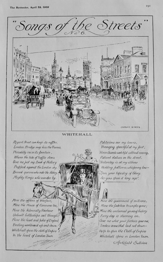 "Songs of the Streets." No. 6. : Whitehall, written by Archibald Sullivan.  1909.