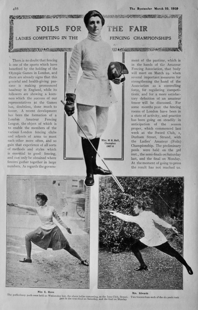 Foils for the Fair :  Ladies Competition in the Fencing Championships.  1909.
