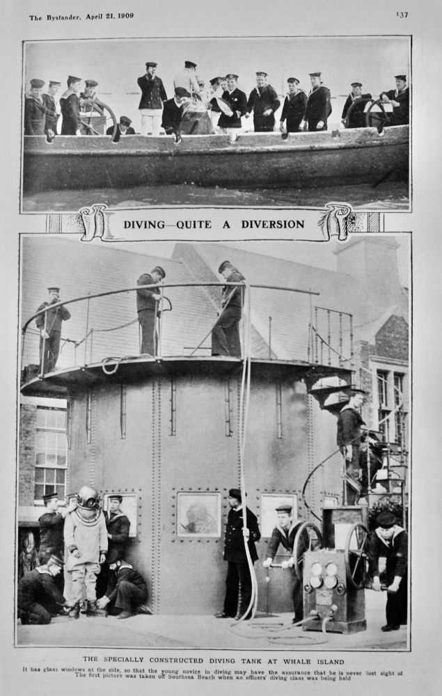 The Specially Constructed Diving Tank at Whale Island.  1909.