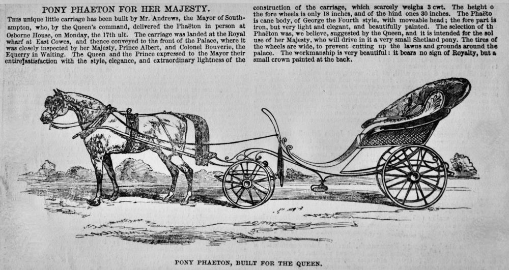 Pony Phaeton, Built for Her Majesty.  1850.