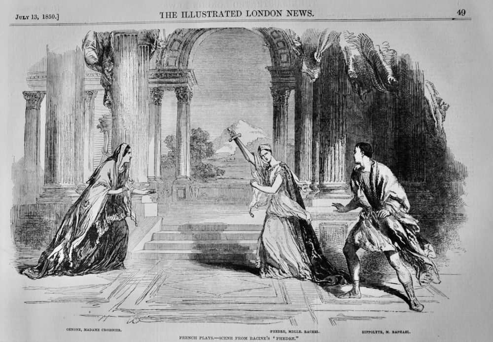 French Plays.- Scene from Racine's  'Phedre."  1850.