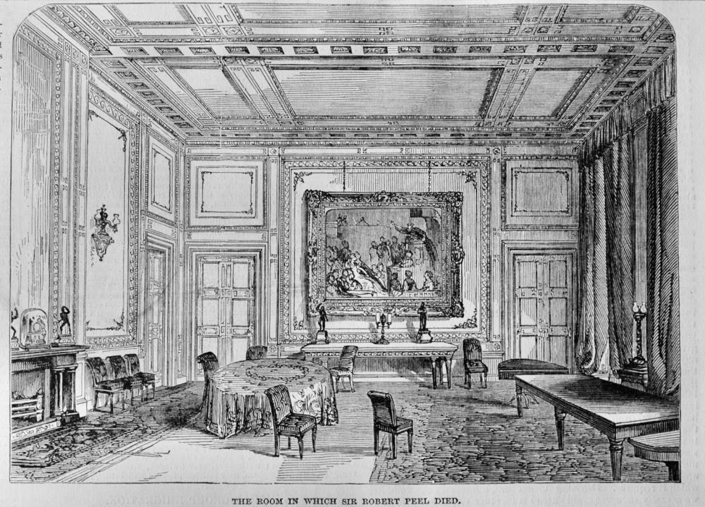 The Room in which Sir Robert Peel Died.  1850.