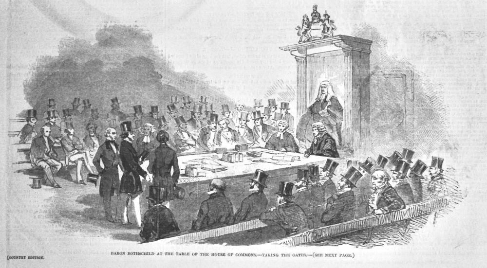 Baron Rothschild at the Table of the House of Commons.-Taking the Oaths.  1850.
