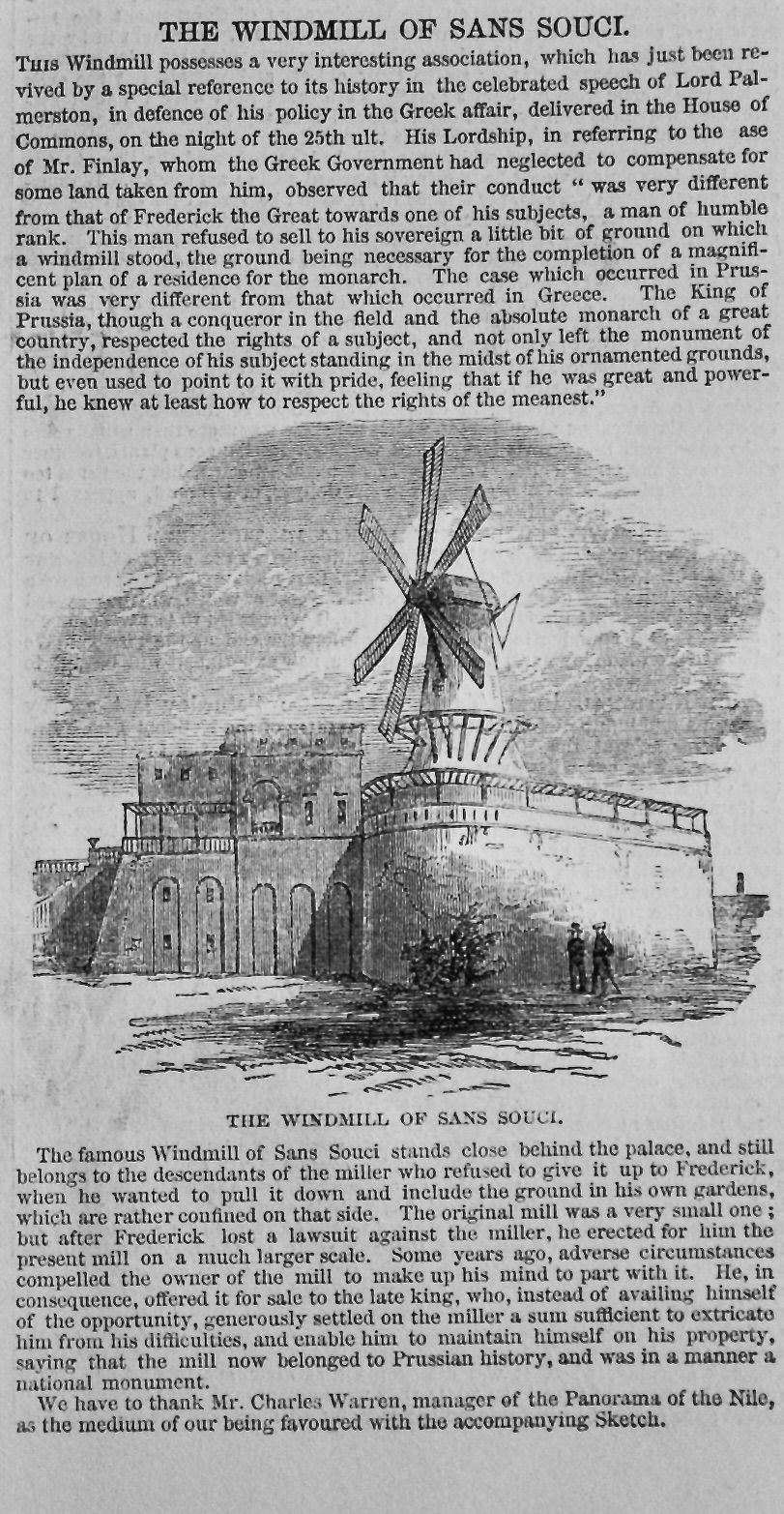 The Windmill of Sans Souci.  1850.