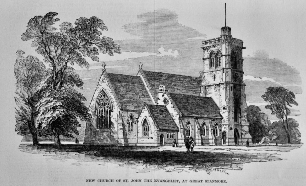 New Church of St. John the Evangelist, at Great Stanmore.  1850.