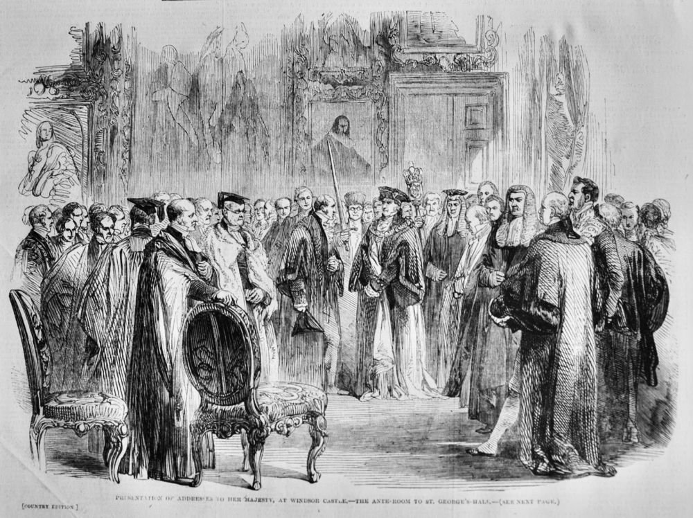 Presentation of Addresses to Her Majesty, at Windsor Castle.- The Ante-Room to St. George's Hall. 1850.
