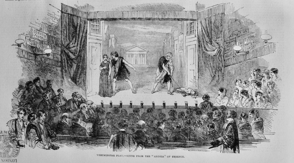 Westminster play.- Scene from the "Andria" of Terence.  1850.