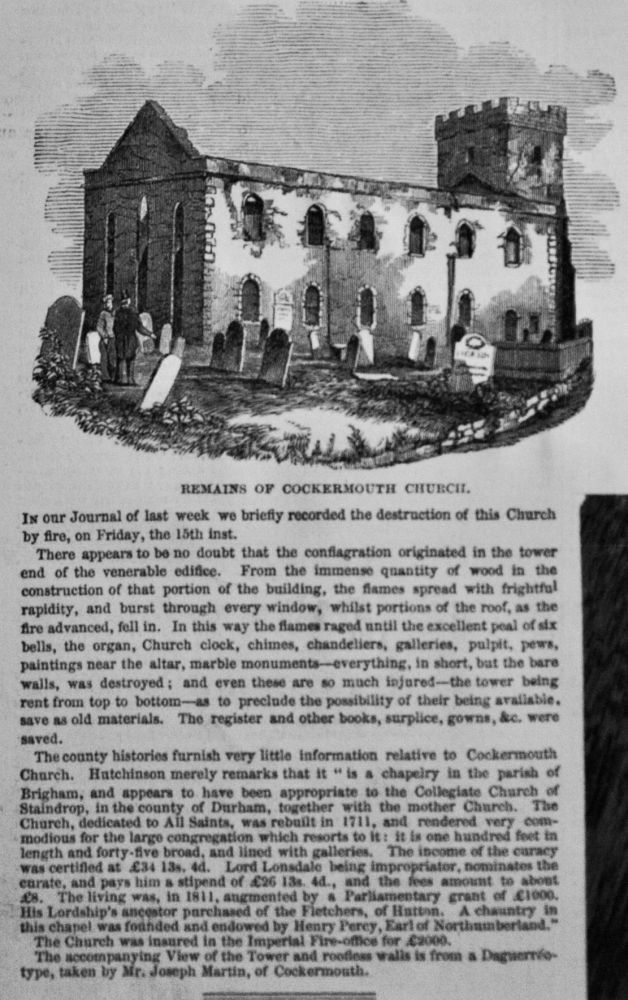 Remains of Cockermouth Church.  1850.