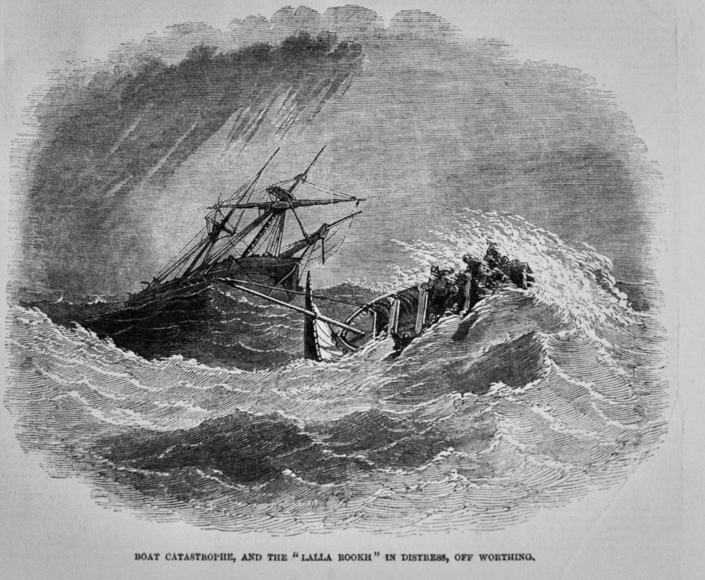 Boat Catastrophe, and the "Lalla Rookh" in Distress, off Worthing.  1850.
