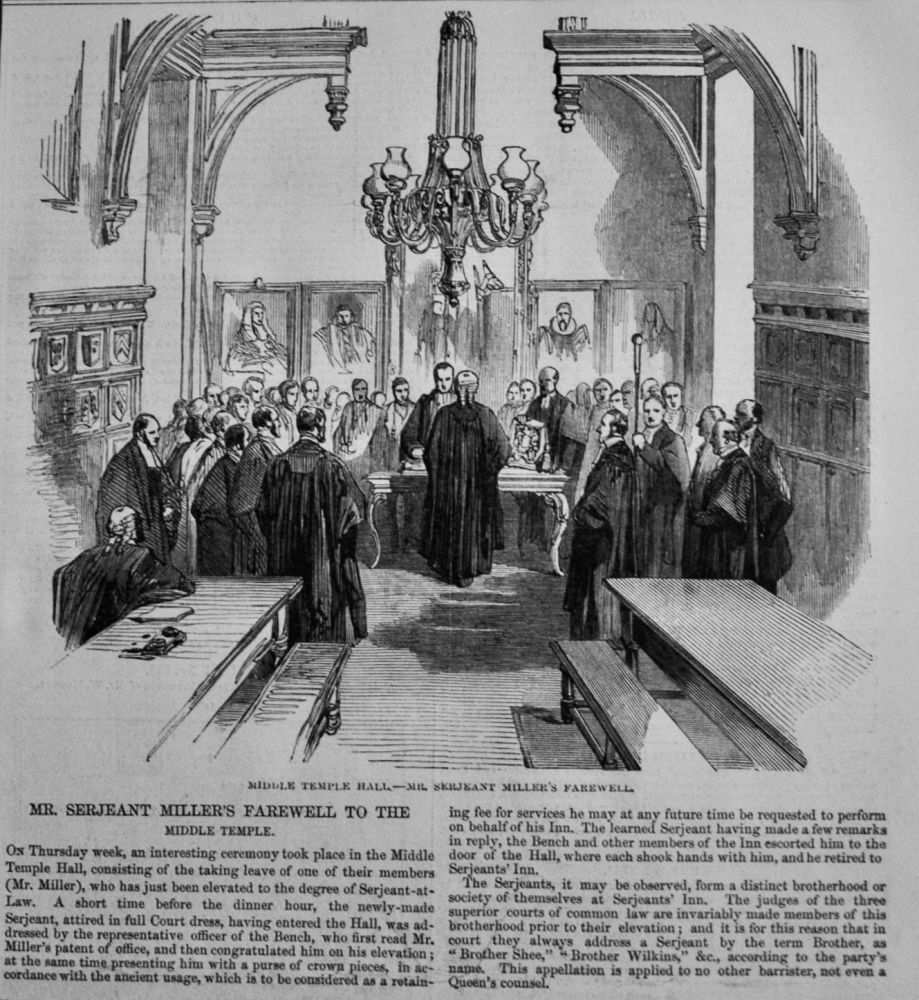 Mr. Serjeant Miller's Farewell to the Middle Temple.  1850.