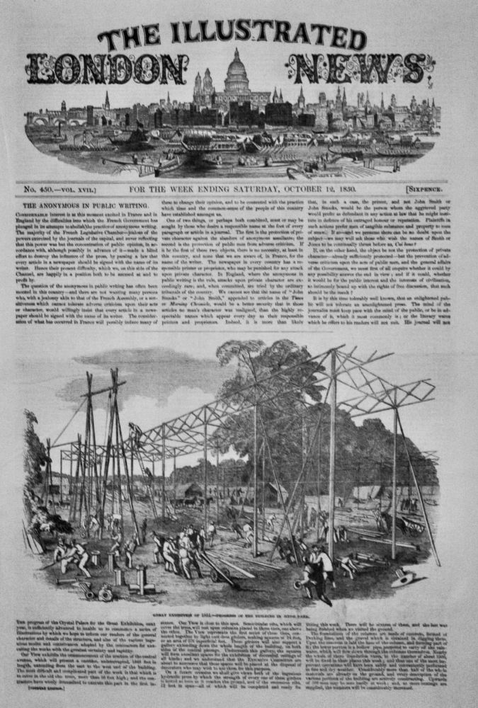 The Illustrated London News, October 12th, 1850.