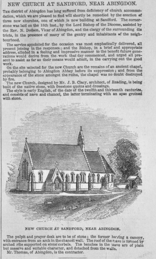 New Church at Sandford, Near Abingdon.  1850.