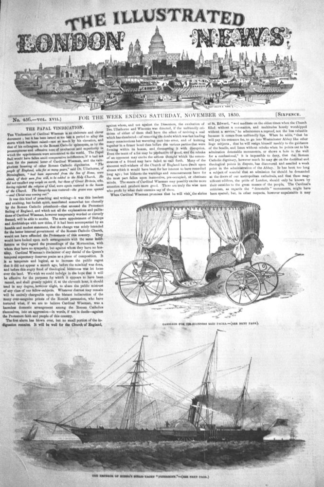 The Emperor of Russia's Steam-Yacht "Peterhoff."  1850.