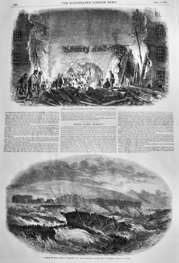 Terrific Boiler Explosion at Halifax.  1850.