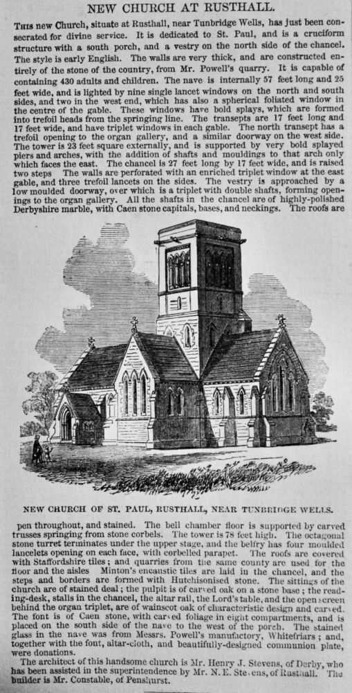 New Church at Rusthall.  1850.