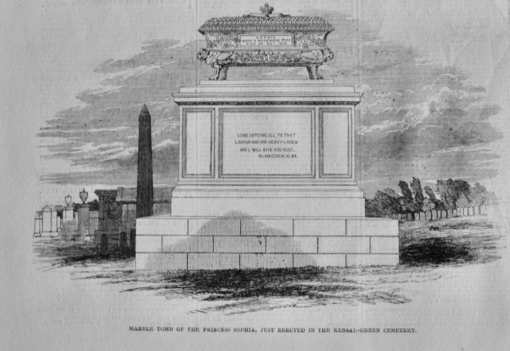 Marble Tomb of the Princess Sophia, just Erected in the Kensal-Green Cemetery.  1850.