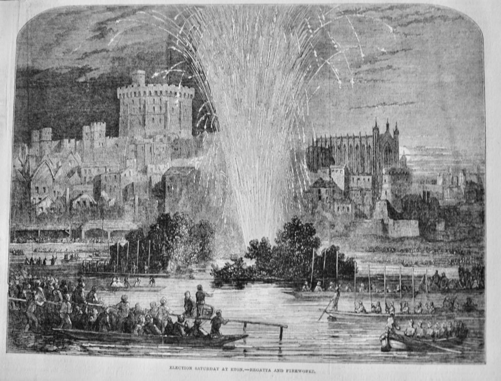 Election Saturday at Eton.- Regatta and Fireworks.  1850.