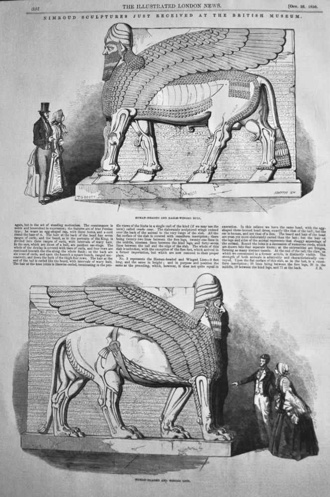 Nimroud Sculptures just Received at the British Museum.  1850.