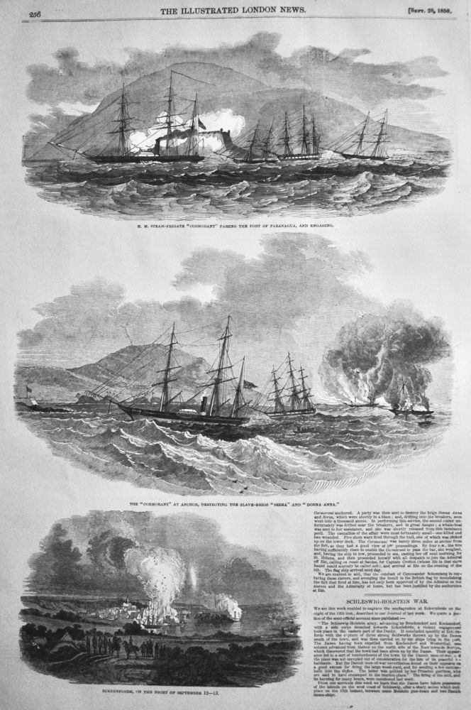 Capture of Four Noted Slavers by H.M. Steam-Frigate "Cormorant," on the Coast of Brazil.  1850.