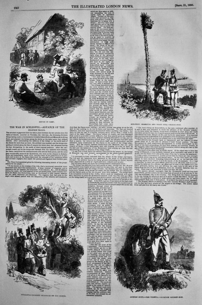 The War in Schleswig.- Advance of the Holstein Troops.  1850.