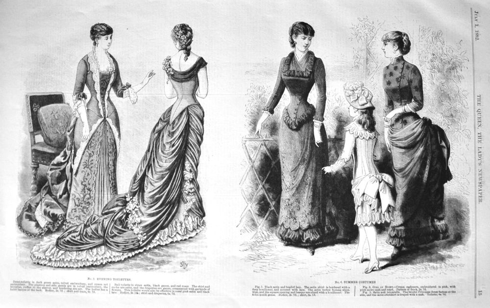 Evening Toilettse  &  Summmer Costumes.  1882.